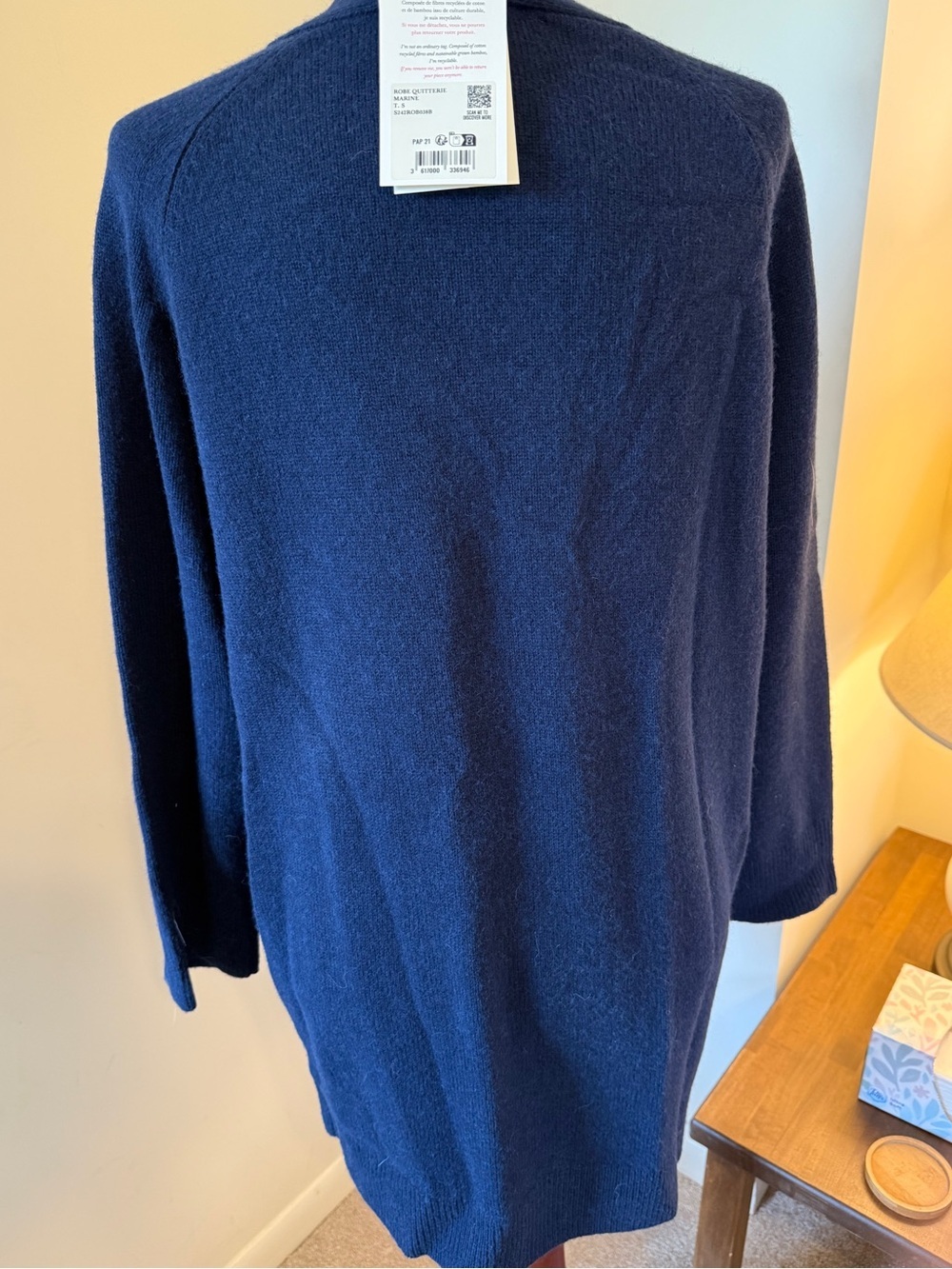 NWT SZ S SÉZANE Quitterie YAK WOOL Navy V-Neck Button Cardigan Sweater Dress - Picture 3 of 9